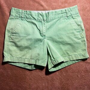 J. Crew Chino Women 6 Lime Green 100% Cotton Pockets Flat‎ Front Shorts (N)